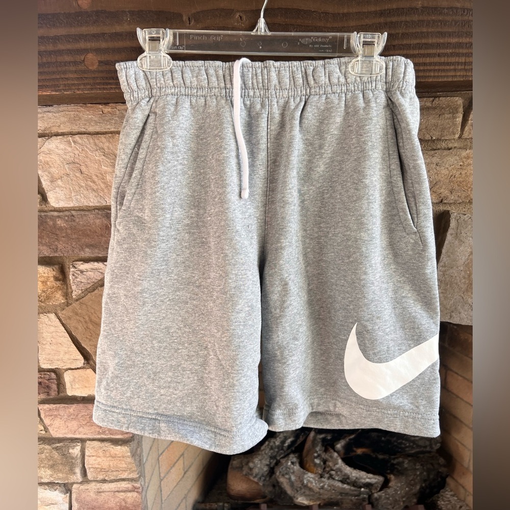 Nike Grey Sweatshorts with White Swoosh Fleece Small